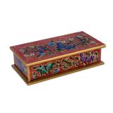 Glorious Butterflies in Red,'Reverse Painted Glass Butterfly Decorative Box in Red'