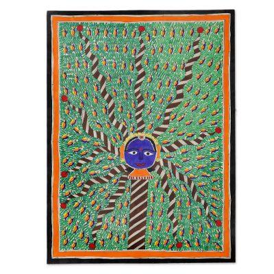 Smiling Tree of Life,'Folk Art Madhubani painting ...