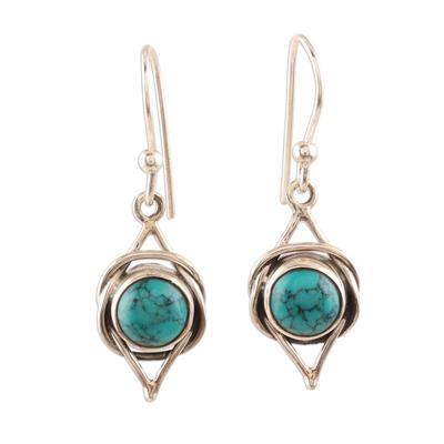 Intricate Twirl in Turquoise,'Sterling Silver Earrings with Reconstituted Turquoise'