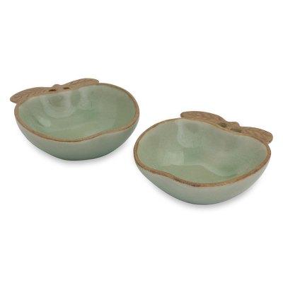 Celadon condiment dishes, 'Autumn Apple' (pair)