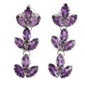 Violet Leaves,'Rhodium-Plated Sterling Silver Amethyst Earrings'