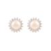 Floral Glow,'Cultured Pearl and Cubic Zirconia Button Earrings from India'