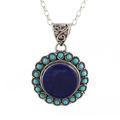 Glamorous Bloom,'Lapis Lazuli and Composite Turquoise Pendant Necklace'