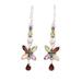 'Multi-Gemstone Sterling Silver Dangle Earrings from India'