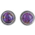 Purple Radiance,'Purple Composite Turquoise Stud Earrings with Silver 925'