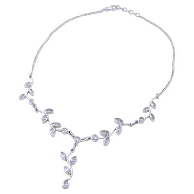 Sparkling Garland,'Quartz Garland in Sterling Silver Necklace from India'