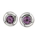 Purple Wheels,'Amethyst and Sterling Silver Stud Earrings from India'