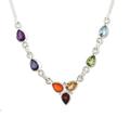 'Multi-Gemstone Sterling Silver Chakra Necklace from India'