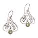 Heart of Bali,'Peridot and Sterling Silver Heart Shaped Dangle Earrings'