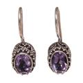 Amethyst drop earrings, 'Purple Spell'