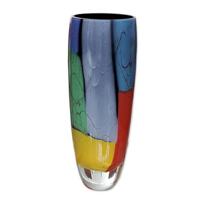 Elegance - Black Rim,'Unique Handblown Glass Vase'