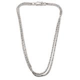 Layer of Energy,'Men's Sterling Silver Double Strand Chain Necklace from Bali'