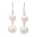 Double Moons,'Dangle Earrings with White Cultured Pearls from Thailand'