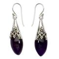 'Kerala Princess' - Sterling Silver and Amethyst Dangle Earrings