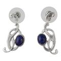 Art Nouveau,'Handcrafted Lapis Lazuli and Sterling Silver Earrings'