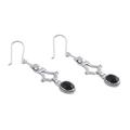 'Eye of the Night' - Onyx Sterling Silver Dangle Earrings Mexico