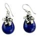 'Lovely Lily' - Lapis Lazuli Earrings Sterling Silver Floral Jewelry