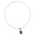 Lilac Queen,'Amethyst Pendant Rhodium Plated Sterling Silver Necklace'