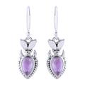 Passion Blooms,'Teardrop Amethyst and Sterling Silver Dangle Earrings'