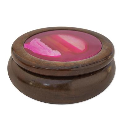 Cedar and agate jewelry box, 'Rose'