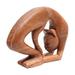 'Hand-Carved Suar Wood Cat Yoga Pose Sculpture from Bali'