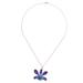 'Gold Accented Blue-Purple Natural Orchid Pendant Necklace'