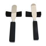 Agate spreader knives and rests, 'Black Night Deli' (pair)