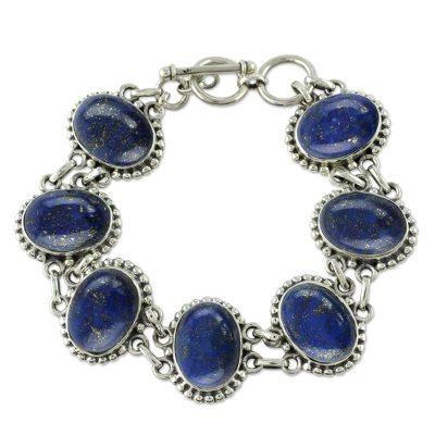 Lapis lazuli link bracelet, 'Heavenly Love'