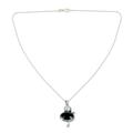 Cultured pearl and onyx pendant necklace, 'Magical Moons'