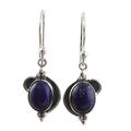 Blue Ovals,'Hand Made Sterling Silver Lapis Lazuli Dangle Earrings India'