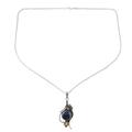 Starry Bliss,'Hand Made Citrine Lapis Lazuli Pendant Necklace from India'
