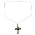 Green Tranquility,'Peridot and Sterling Silver Necklace with Cross Pendant'