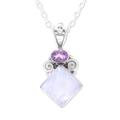 Timeless Allure,'Rainbow Moonstone and Amethyst Pendant Necklace from India'