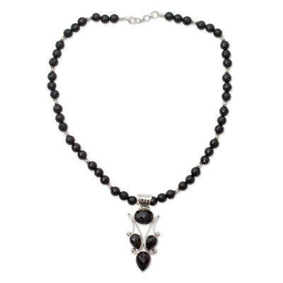 Onyx pendant necklace, 'Glorious'