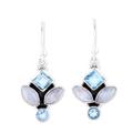 Glitzy Blue,'Blue Topaz and Rainbow Moonstone Dangle Earrings from India'