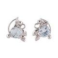 Leafy Glisten,'Rhodium Plated Blue Topaz Stud Earrings from India'