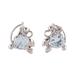 Leafy Glisten,'Rhodium Plated Blue Topaz Stud Earrings from India'