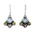 'Polished Multi-Gemstone Dangle Earrings Totaling Five Carats'