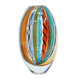 'Handblown Murano-Inspired Oval Art Vase in a Vibrant Palette'