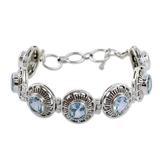 'Sky Blossom' - Sterling Silver Blue Topaz Bracelet Women's Jewelry