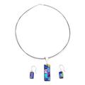 Radiant Fantasy,'Shimmering Dichroic Art Glass Necklace and Earrings Set'