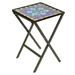 Blue Circle Symmetry,'Handcrafted Blue Mandala Stained Glass Mosaic Folding Table'