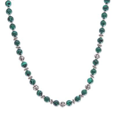 Green Grace,'Magnesite and Karen Silver Beaded Necklace'