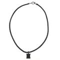 Monochrome Mystery,'Braided Black Leather Cord Tourmaline Pendant Necklace'