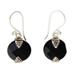 Sylph,'Onyx Sterling Silver Dangle Earrings from Indonesia'