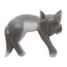 Wood statuette, 'Lounging Cat,'Hand Carved Suar Wood Cat Statuette'