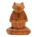 Deep in Meditation,'Hand Carved Suar Wood Frog Statuette'