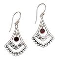 Crimson Fanfare,'Garnet and Sterling Silver Dangle Earrings from Indonesia'