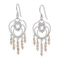 Pearl flower earrings, 'Rose Romance'