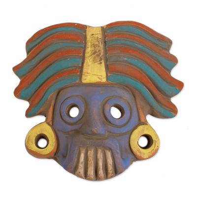 He Who Makes Things Sprout,'Tlaloc Aztec God Ceramic Wall Mask Plaque'